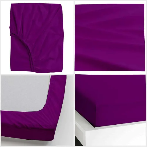Vista 2 de Crown Collection Sábana bajera ajustable de 600 hilos, 100% algodón egipcio, 1 pieza con bolsillo profundo de 12 pulgadas, tamaño matrimonial, Morado