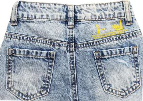 Vista 6 de KIDSCOOL SPACE Pantalones de mezclilla rasgados con banda elástica para bebés y niños pequeños
