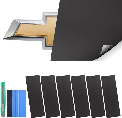 Vista 11 de Lypumso Kit de Envoltura de Vinilo para Emblema de Auto, 6 Piezas de Fibra de Carbono Negro Compatible con Calcomanías de Logo Chevy Bowtie, Corta