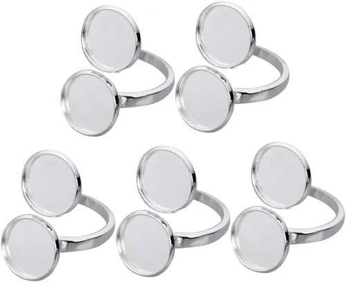 Vista 5 de EXCEART 10 piezas de soporte de anillo ajustable base de anillo bandeja de anillo soporte redondo en blanco base de cabujón bandeja de servir