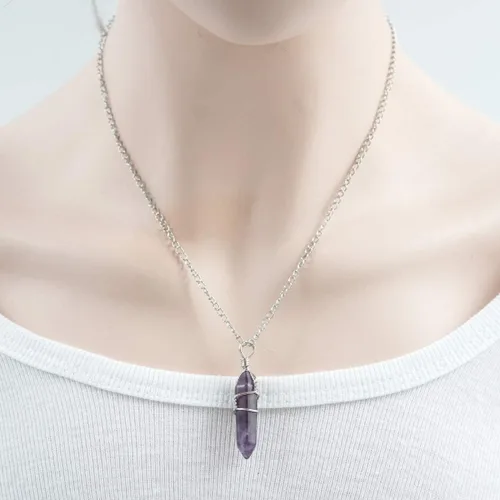 Vista 5 de 1 collar con colgante de piedras preciosas naturales cristal curativo cuarzo reiki chakras joyas de 18 pulgadas regalo de cumpleaños para mujeres