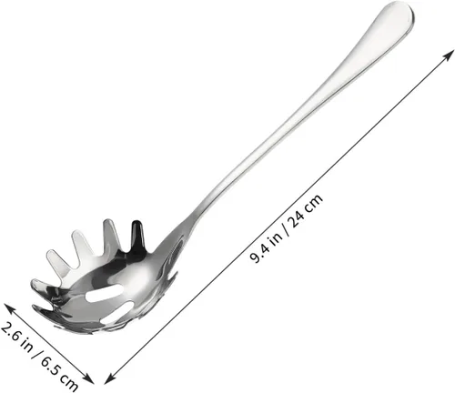 Vista 4 de Cabilock Servidor de cuchara de espagueti de acero inoxidable con mango cómodo, práctica cuchara de servir de fideos para albóndigas de pasta y más