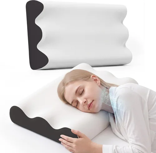 Vista 13 de NEWBULIG Soporte para el cuello con almohada cervical de espuma Soporte ergonómico para dormir lateral/espalda/estómago, alivia el cuello y los gris