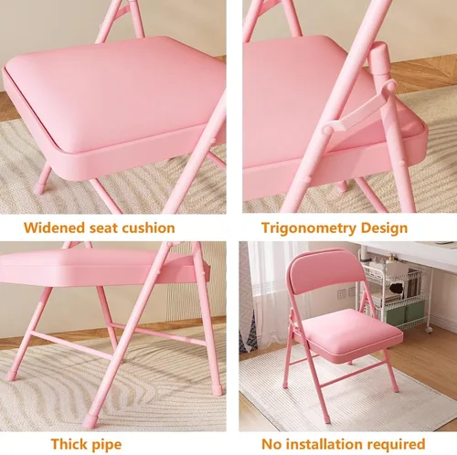 Vista 7 de Folding Chairs with Padded Seats - Portable Stackable Commercial Seating for Indoor and Outdoor Events, Weddings, Offices, Kitchens, and Dining