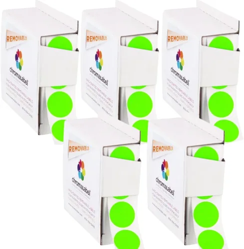 Vista 25 de ChromaLabel Puntos adhesivos extraíbles, 3/4 pulgadas amarillo, 1000/caja