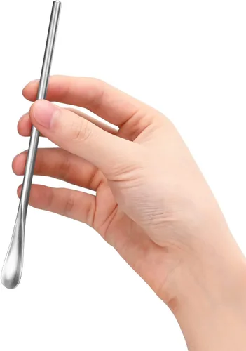 Vista 5 de Paquete de 6 cucharas de acero inoxidable 304 de 6.2 pulgadas de mango largo para agitar y mezclar, herramienta de barra reutilizable para café, té