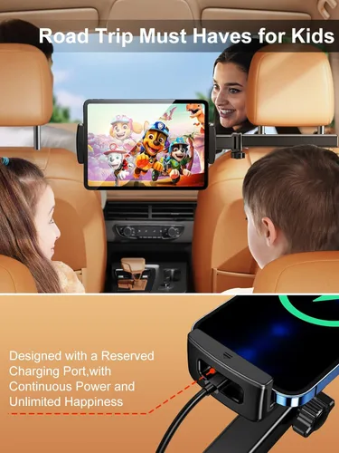Vista 3 de Soporte para reposacabezas de coche, soporte para asiento trasero para iPad de 4.7 a 12.9 pulgadas Adjustable Extension Arm & 360° Rotating Clamp