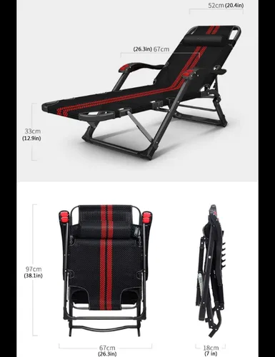 Vista 2 de Patio Lounge Chairs Reclining Chair, Foldable and Easy to Carry 180° Flat Recliner, Massage Armrest, Multi-Angle Adjustment, Four Seasons Universal