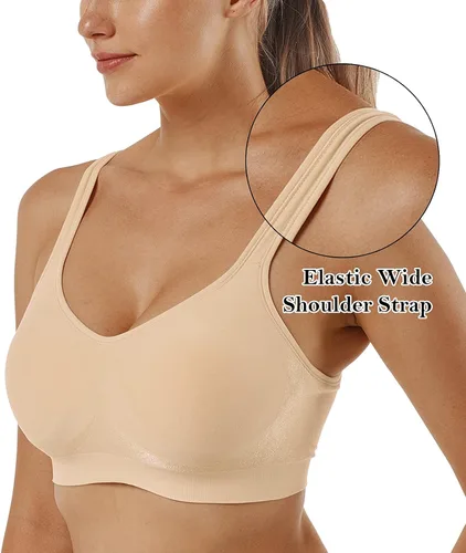 Vista 3 de Vertvie Bralette deportivo sin varillas para mujer, sin costuras, cobertura completa, talla grande, para dormir, yoga, entrenamiento, uso diario