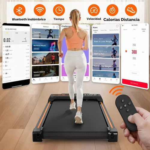 Vista 2 de Caminadora para el hogar y la oficina - Cinta de correr para debajo del escritorio con 6% de inclinación manual, control remoto, pantalla LED, motor