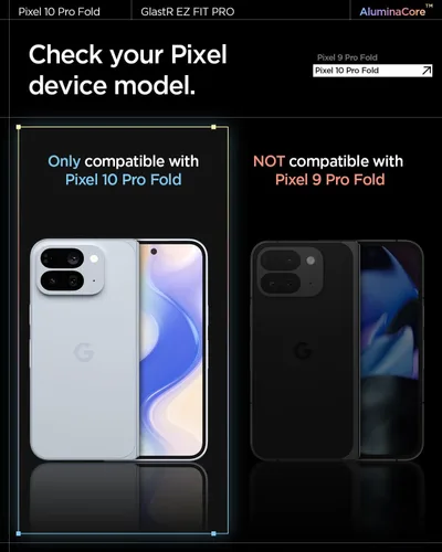 Vista 2 de Spigen AluminaCore - Protector de pantalla de vidrio templado [Glas.tR EZ Fit Pro] diseñado para Pixel 10 Pro Fold [2 Pack] Dureza 9H+, durabilidad