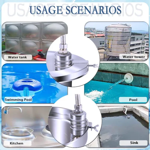 Vista 6 de Válvula de flotador, válvula de flotador de control de nivel de agua de 1/2" a 3/4" 1", válvula de cierre de agua totalmente automática de acero
