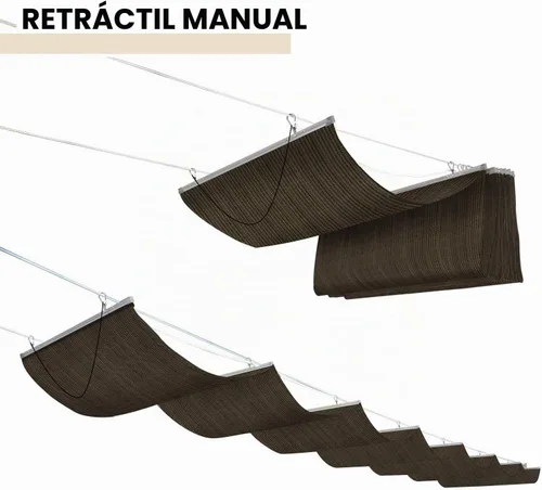 Vista 2 de TANG Toldo retráctil para pérgola de 3 x 12 pies, kit de pérgolas para patio al aire libre, toldo para terraza, patio trasero, cenador, vela Marrón