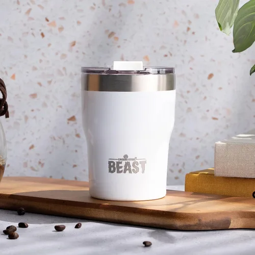 Vista 4 de Beast Vaso de 10 oz de Acero Inoxidable con Aislamiento al Vacío para Café y Hielo de Doble Pared Termo de Viaje (Blanco Ártico)