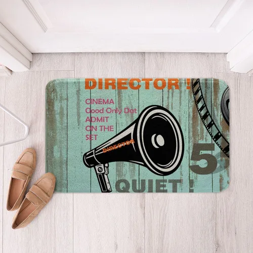 Vista 18 de Homewish Theater Cinema Poster Bathroom Rugs,Retro Movie Non Slip Bath Mat Popcorn Bathroom Indoor Floor Mats,Movie Night Shaggy Absorbent Bathtub