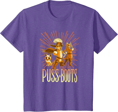 Vista 41 de DreamWorks Puss in Boots: The Last Wish Cat Trio Poster - Camiseta pequeña Negro