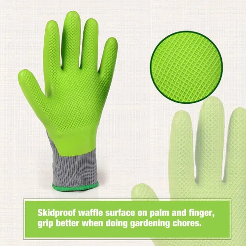 Vista 4 de WORKPRO 6 pares de guantes de jardín, guantes de trabajo con revestimiento de palma de látex ecológico, guantes de jardinería, guantes de trabajo