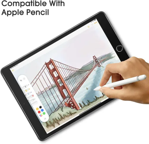 Vista 4 de OMOTON Paquete de 3 protectores de pantalla para iPad de 6ª y 5ª generación, protector de pantalla de vidrio templado compatible con Apple iPad Pro