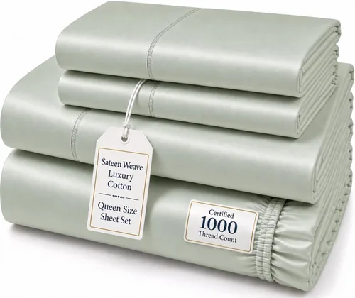 Vista 24 de CHATEAU HOME COLLECTION Juego de sábanas tamaño individual, sábanas de 1000 hilos tamaño individual de algodón, sábanas individuales de bolsillo 01