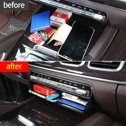 Vista 2 de Bandeja Organizadora del Centro de la Consola del Coche Bandeja de Almacenamiento Reposabrazos Caja Contenedora para Mercedes Benz GLS450 X167 63