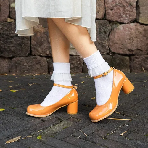 Vista 4 de SEMOHOLLI Calcetines de tobillo para mujer calcetines de tobillo con volantes de encaje para mujer moda para damas niñas princesa