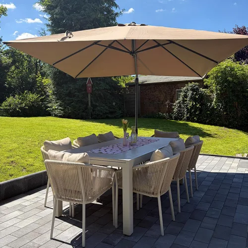 Vista 84 de PURPLE LEAF Sombrilla de patio de 8 pies para exteriores, sombrilla voladiza cuadrada de aluminio con rotación de 360 grados para jardín, terraza