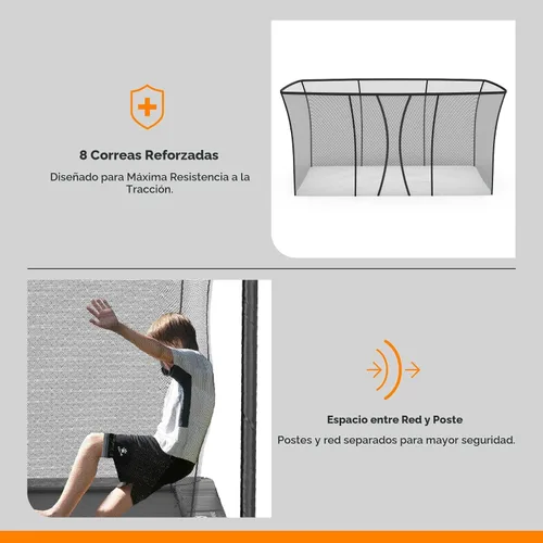 Vista 4 de Trampolín Rectangular de Aire 8X14FT Capacidad de Peso 1800LBS Gimnasia al Aire Libre Trampolines Cuadrados de Servicio Pesado con Cerramiento