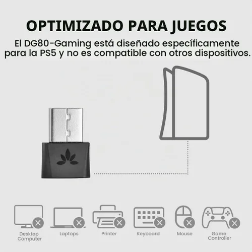 Vista 7 de Avantree DG80-Gaming - Adaptador Dongle USB Bluetooth 5.3 para PS5 y Consolas de Juegos, con aptX-Adaptive y Baja Latencia, Transmisor de Audio
