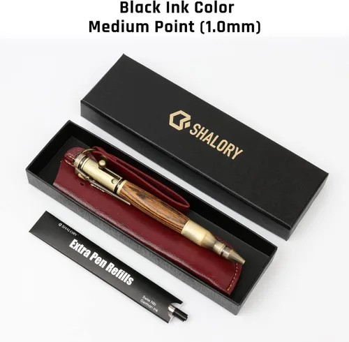 Vista 4 de Bolígrafo Bolt Action con brújula y clip para rifle y recargas adicionales y decoración de oficina, regalo para papá/colega/novio/esposo
