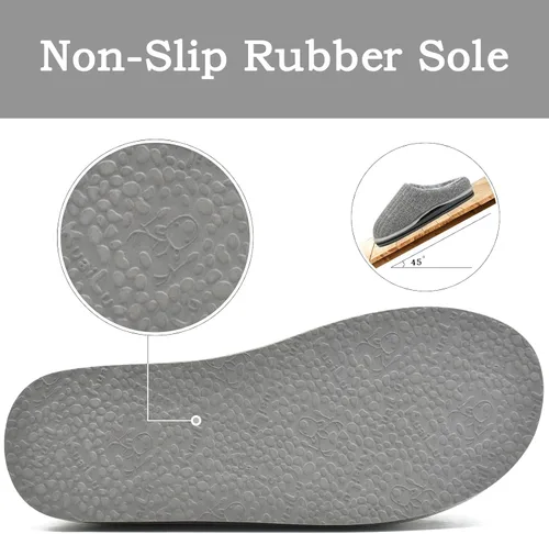 Vista 6 de KuaiLu Pantuflas ortopédicas de espuma viscoelástica para hombre, a la moda, casual, mezcla de lana, a rayas, tejidas con forro de felpa sherpa
