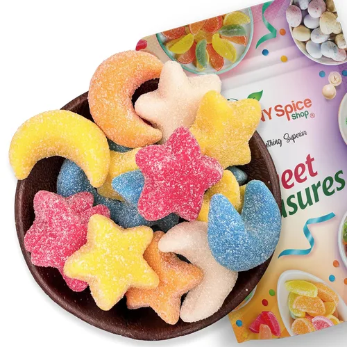 Vista 13 de NY Spice Shop Dextrose Baby - Caramelos en forma de corazón para fiestas, paquete variado de 1 libra, decoraciones románticas para fiestas, bolsas