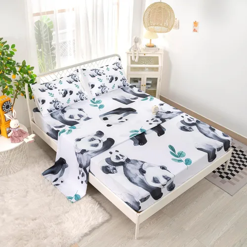 Vista 2 de CVHOUSE Panda - Juego de sábanas bajeras de tamaño individual, juego de ropa de cama para niños y niñas, bonito juego de sábanas, 1 sábana encimera