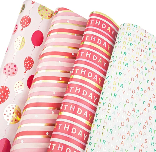 Vista 7 de Hojas de Papel de Regalo - Elegante Envoltorio de Regalo, Papel de Regalo Dorado y Blanco Elegante para Hombres o Mujeres, 14 Hojas de Papel