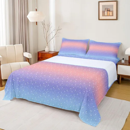 Vista 43 de Juego de sábana bajera ajustable de teñido anudado para niñas, juego de ropa de cama con diseño de arco iris degradado de arcoíris, lindo juego