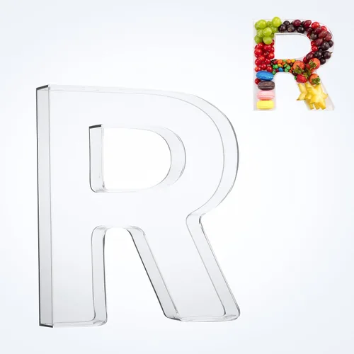 Vista 23 de Bandeja de 11" de Acrílico con Letras y Números – Bandeja Reutilizable y Rellenable para Aperitivos de Charcutería, Caja de Servir Postres