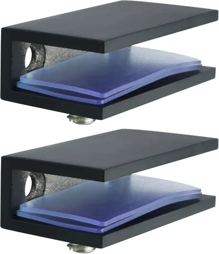 Vista 10 de Alise Soportes de estante de vidrio negro, abrazaderas de vidrio ajustables para ducha, soporte de abrazadera resistente, soportes de acero