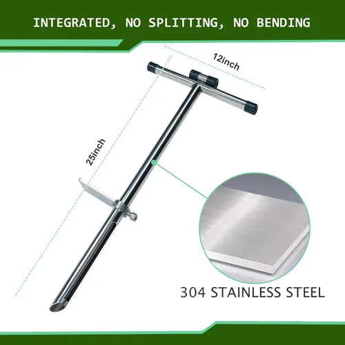 Vista 2 de KAXIWEI Sonda de muestra de suelo de 20 pulgadas de acero inoxidable 304, sonda de muestra de suelo tubular con eyector y pedal para muestreo
