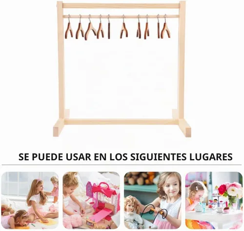 Vista 2 de Zerodeko 10 perchas de ropa para muñecas, perchero para ropa de muñeca, estante de ropa para casa de niños, mini organizador de armario