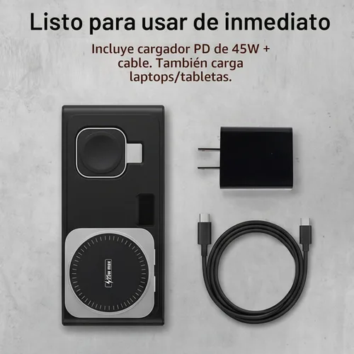 Vista 5 de MONASAY 25W 3-in-1 Wireless Charging Station for Apple with Smart Screen TURBO Indicator,25W Fast Charging,Foldable Magnetic Design,45W PD Black