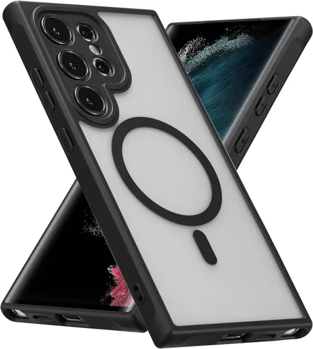 Vista 9 de RALEAVO - Funda magnética para Samsung Galaxy S22 [Compatible con Magsafe], cubierta mate y brillante delgada, parte trasera de policarbonato duro