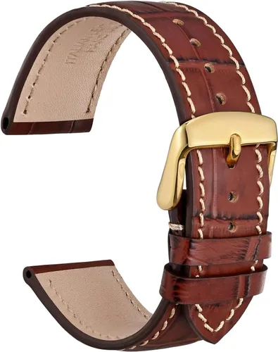 Vista 29 de WOCCI - Correas para reloj de cuero italiano, grano de cocodrilo en relieve, elige color y ancho 14 mm 18 mm 19 mm 20 mm 21 mm 22 mm, Negro
