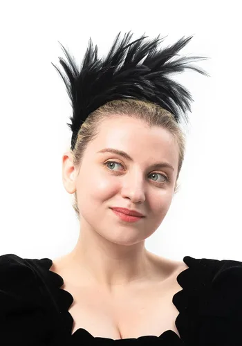 Vista 2 de FELIZHOUSE - Tocado de plumas de los años 20, diadema para mujeres y niñas estilo Kentucky Derby, para bodas, fiestas de té y disfraces, Tocado