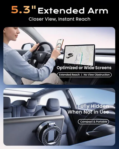 Vista 3 de Soporte magnético de teléfono para coche, soporte de brazo largo de 3 ejes