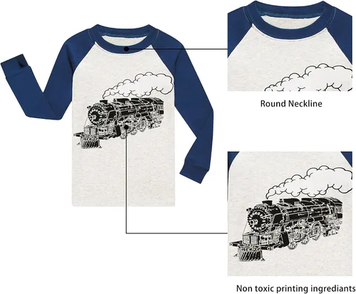 Vista 3 de KikizYe - Conjunto de pijamas para niños y niñas pequeños y grandes, ropa de dormir de 100% algodón