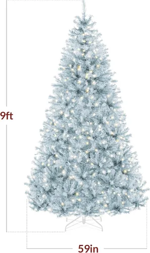 Vista 116 de Best Choice Products Árbol de Navidad azul bebé preiluminado de 6 pies, decoración navideña artificial completa con 947 puntas de rama, 250 luces