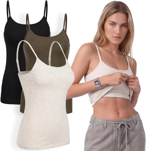 Vista 16 de Emmalise Camiseta de mujer con brasier integrado, soporte de tela sin varillas, camisola corta