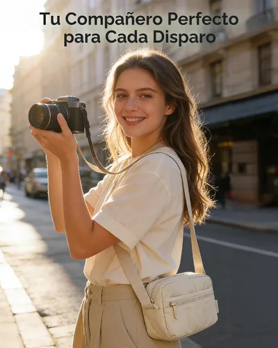 Vista 2 de BAGSMART - Bolsa pequeña 2 en 1 para cámara, color beige