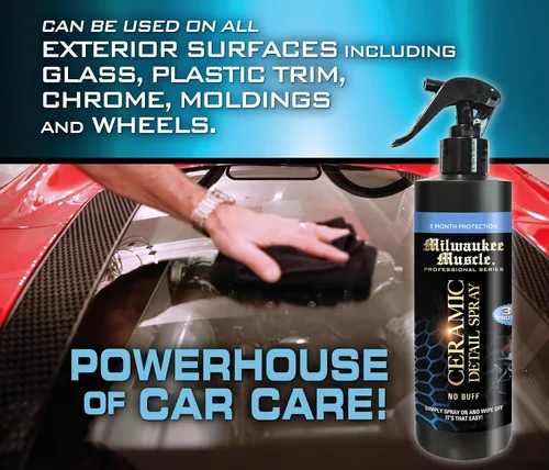 Vista 5 de Spray de cera de cerámica para automóvil - 16 onzas líquidas - Milwaukee Muscle - 4 veces el revestimiento de cerámica - Detalle de cera en aerosol
