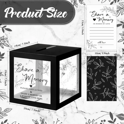 Vista 2 de Pajean - 50 tarjetas de memoria para celebrar la vida, caja de tarjetas con ventanas transparentes, caja de memoria para funeral, boda, cumpleaños