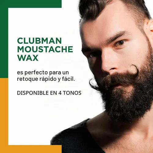 Vista 2 de Clubman Cera para bigote – Cera para bigote para hombres de sujeción fuerte, color neutro, incluye cepillo de peinado, paquete para colgar, 0.5 onzas